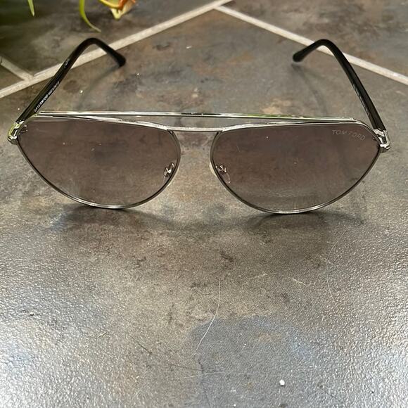 Tom Ford Binx Silver Havana Metal Aviator 63mm Sunglasses - Picture 2 of 10